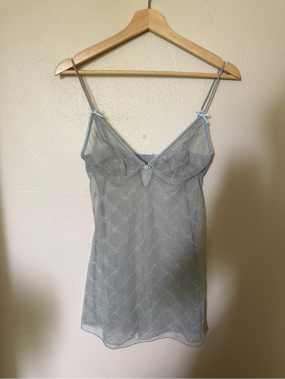 SKIMS  Sheer Lace Chemise in Light Blue